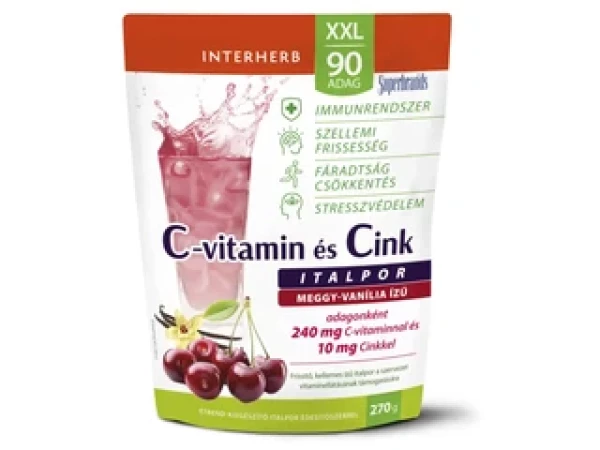 Interherb XXL 90 adag C-vitamin+Cink meggy-vanília ízű italpor 270 g