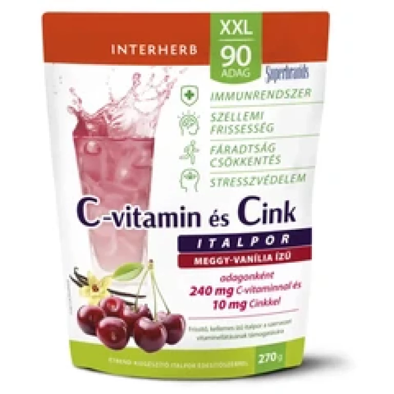 Interherb XXL 90 adag C-vitamin+Cink meggy-vanília ízű italpor 270 g