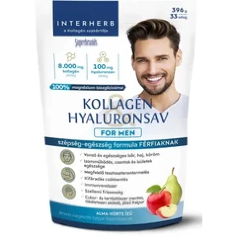 Interherb Kollagén & Hyaluronsav italpor FOR MEN Alma-Körte ízű 396 g