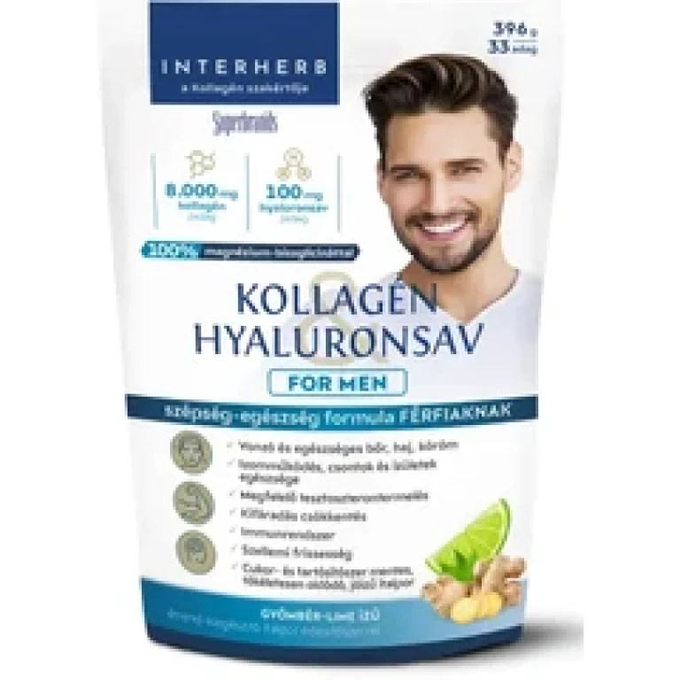 Interherb Kollagén&Hyaluronsav italpor FOR MEN Gyömbér-Lime ízű 396 g