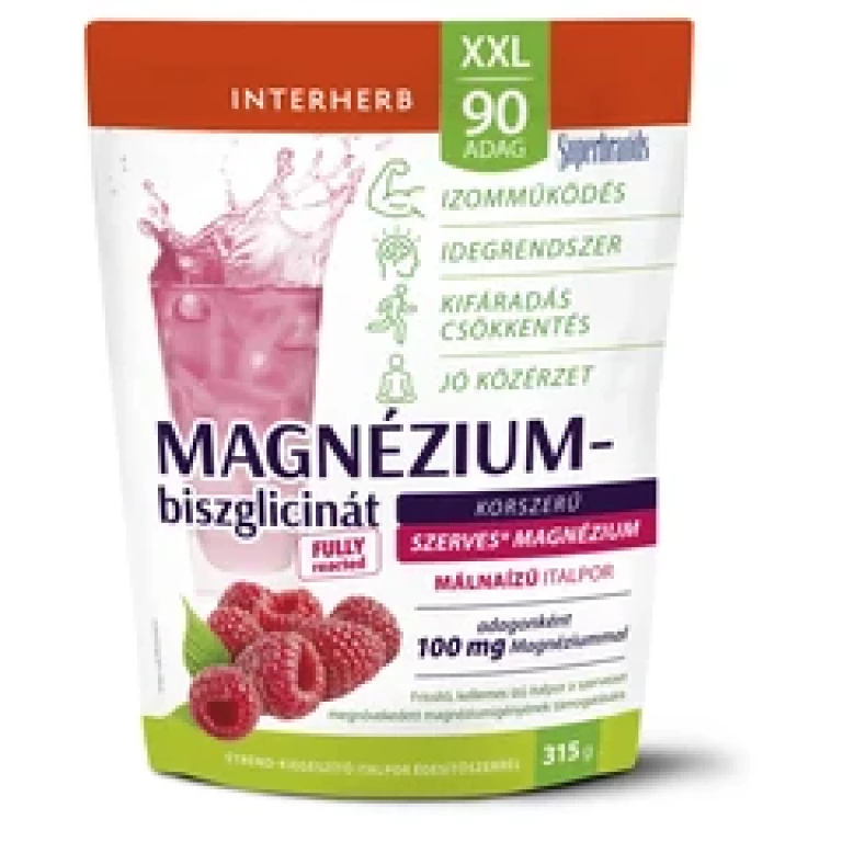 Interherb XXL 90 adag Magnézium-biszglicinát Málna ízű italpor 315 g