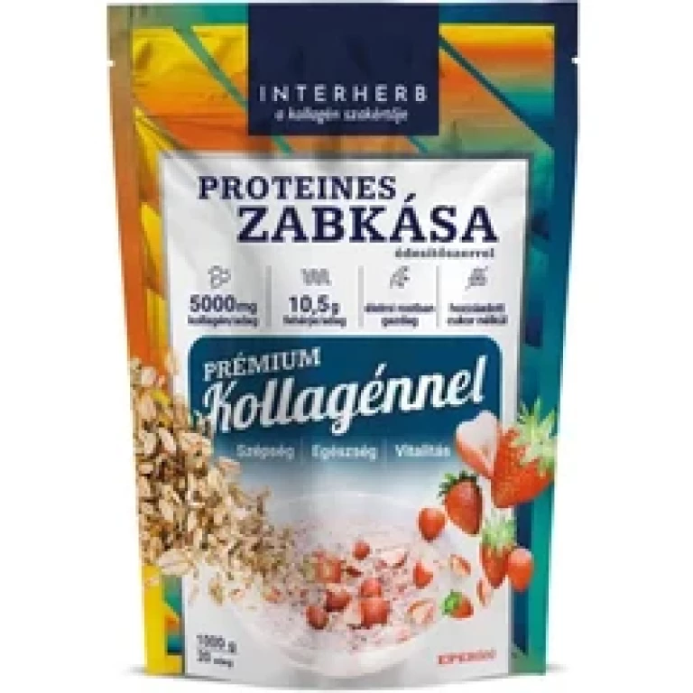 Interherb Proteines Zabkása Prémium kollagénnel (Eper ízű) 1000g