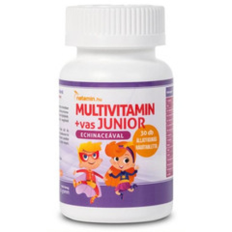 Netamin Multivitamin+vas JUNIOR rágótabletta Echinaceával 30db (2024.11.01)