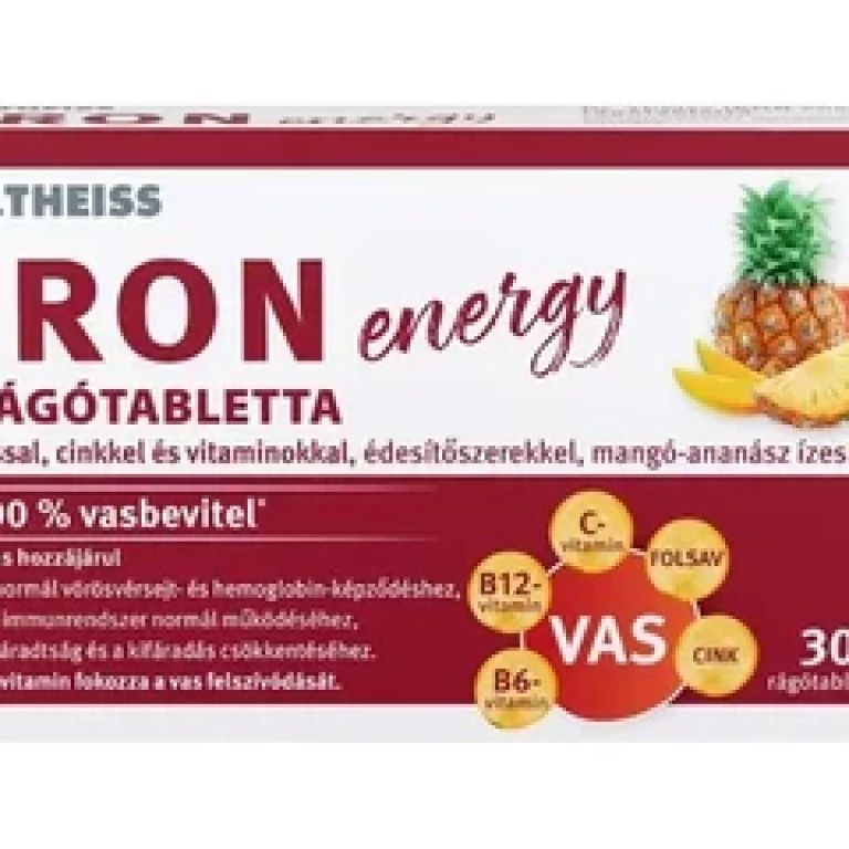 Dr. Theiss IRON energy rágótabletta mangó-ananász ízű 30 db