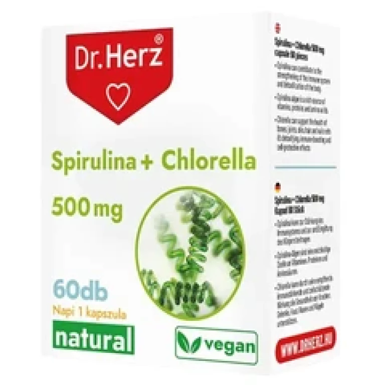 Dr.Herz Spirulina + Chlorella Kapszula 500 mg 60 db