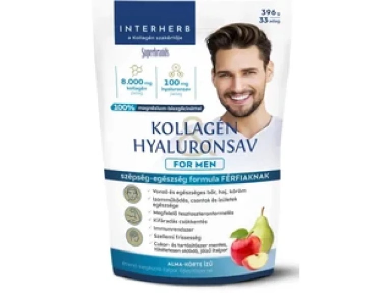 Interherb Kollagén & Hyaluronsav italpor FOR MEN Alma-Körte ízű 396 g