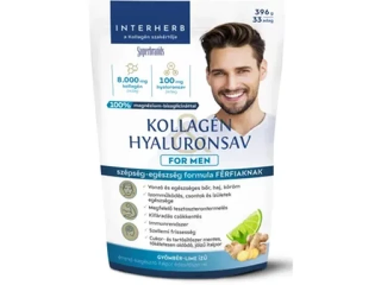 Interherb Kollagén&Hyaluronsav italpor FOR MEN Gyömbér-Lime ízű 396 g