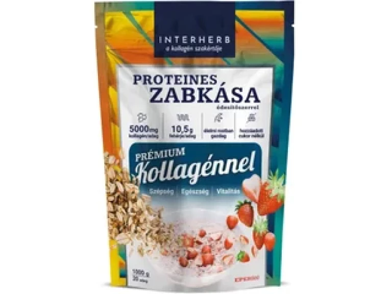 Interherb Proteines Zabkása Prémium kollagénnel (Eper ízű) 1000g