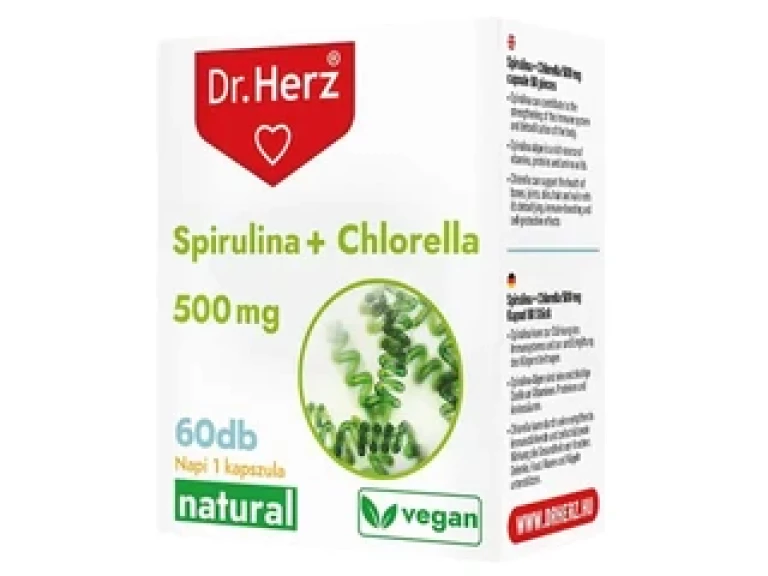 Dr.Herz Spirulina + Chlorella Kapszula 500 mg 60 db