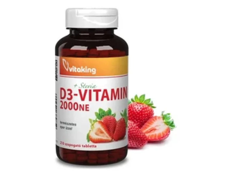 Vitaking D3-vitamin 2000 NE eper ízű rágótabletta 210 db