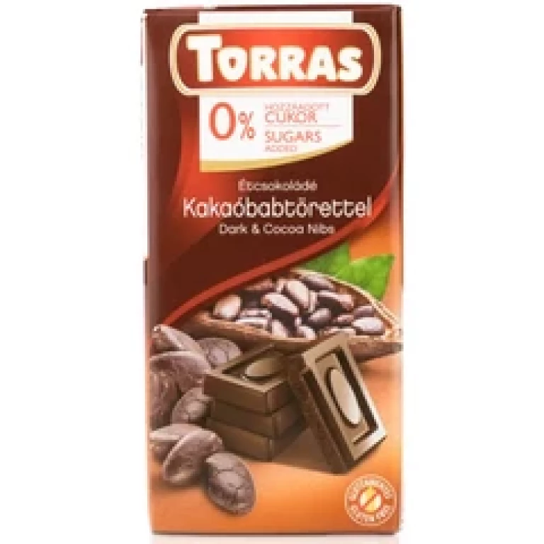 Torras Étcsokoládé kakaóbabtörettel hozzáadott cukor nélkül 75g