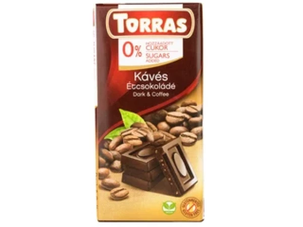 Torras Kávés étcsokoládé hozzáadott cukor nélkül 75g