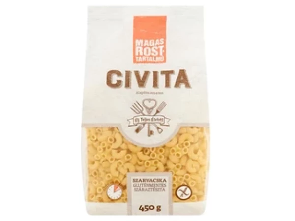 CIVITA gluténmentes kukorica száraztészta szarvacska 450 g