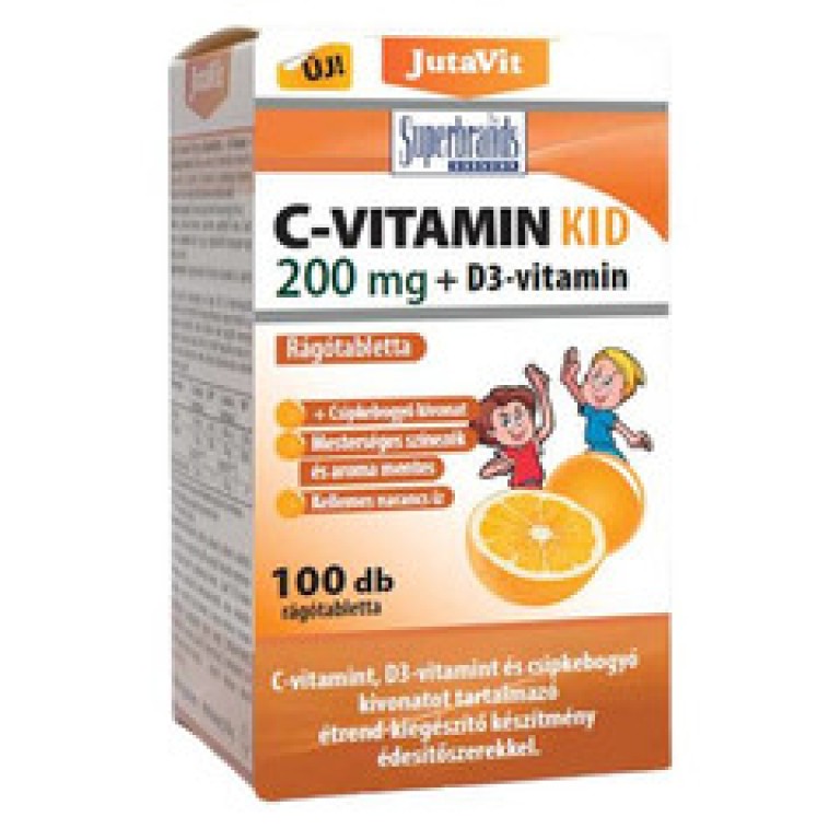 Jutavit C-vitamin KID 200mg + D3-vitamin 100db