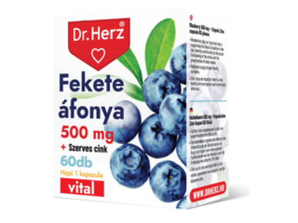 Dr.Herz Fekete Áfonya 500 mg + Szerves Cink 60 db kapszula