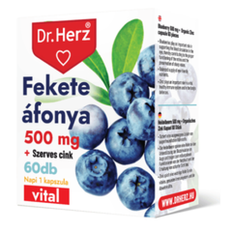 Dr.Herz Fekete Áfonya 500 mg + Szerves Cink 60 db kapszula