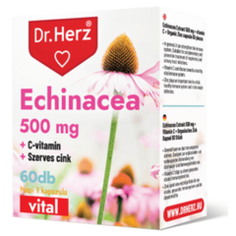 Dr.Herz Echinacea 500 mg + C-vitamin + Szerves Cink 60 db kapszula