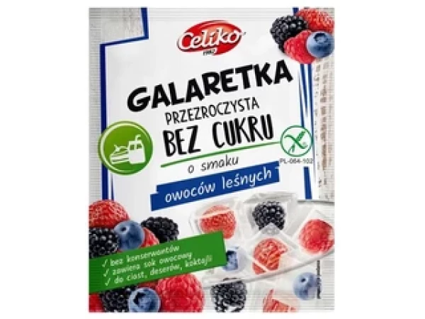 Celiko Gluténmentes tortazselé Cukormentes Erdei gyümölcs-Színtelen 14g (2024.05.31)