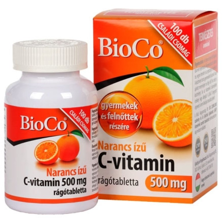 BioCo C-vitamin 500 mg narancs ízű rágótabletta 100 db