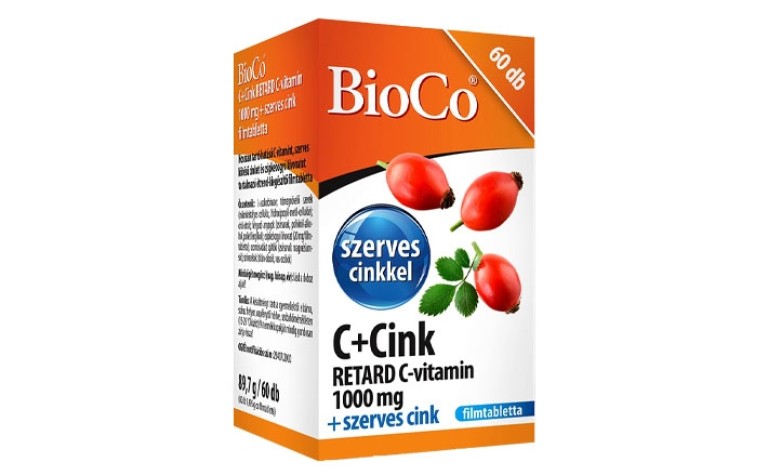 BioCo C + Cink Retard C-vitamin 1000 mg + szerves Cink filmtabletta  60 db