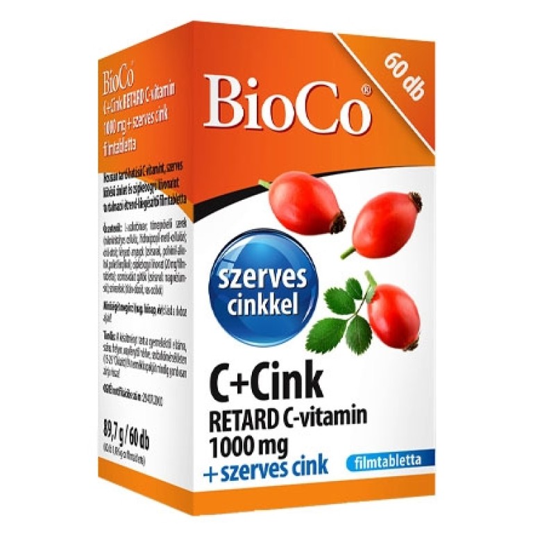 BioCo C + Cink Retard C-vitamin 1000 mg + szerves Cink filmtabletta  60 db