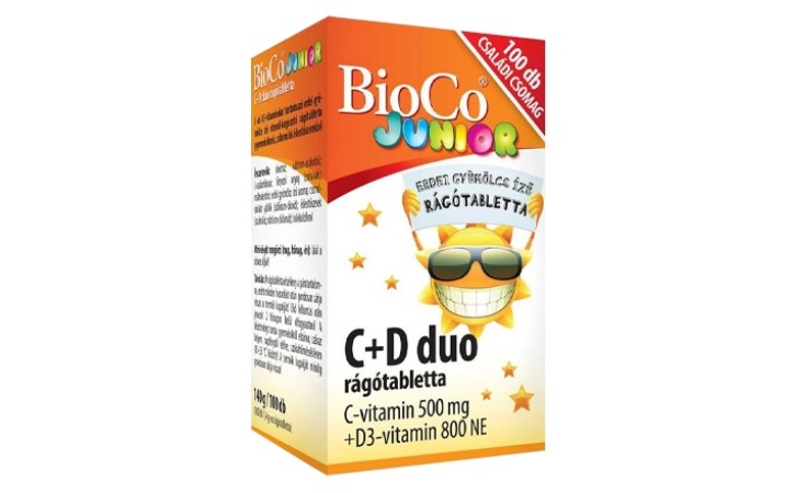 BioCo JUNIOR C+D duo családi csomag rágótabletta 100db